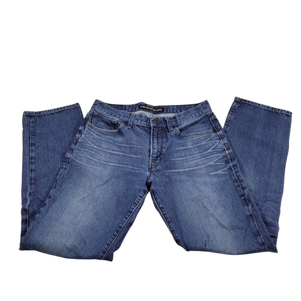 Express Jeans Blake Loose Fit Mens 32x34 Blue Excellent Straight Leg Denim